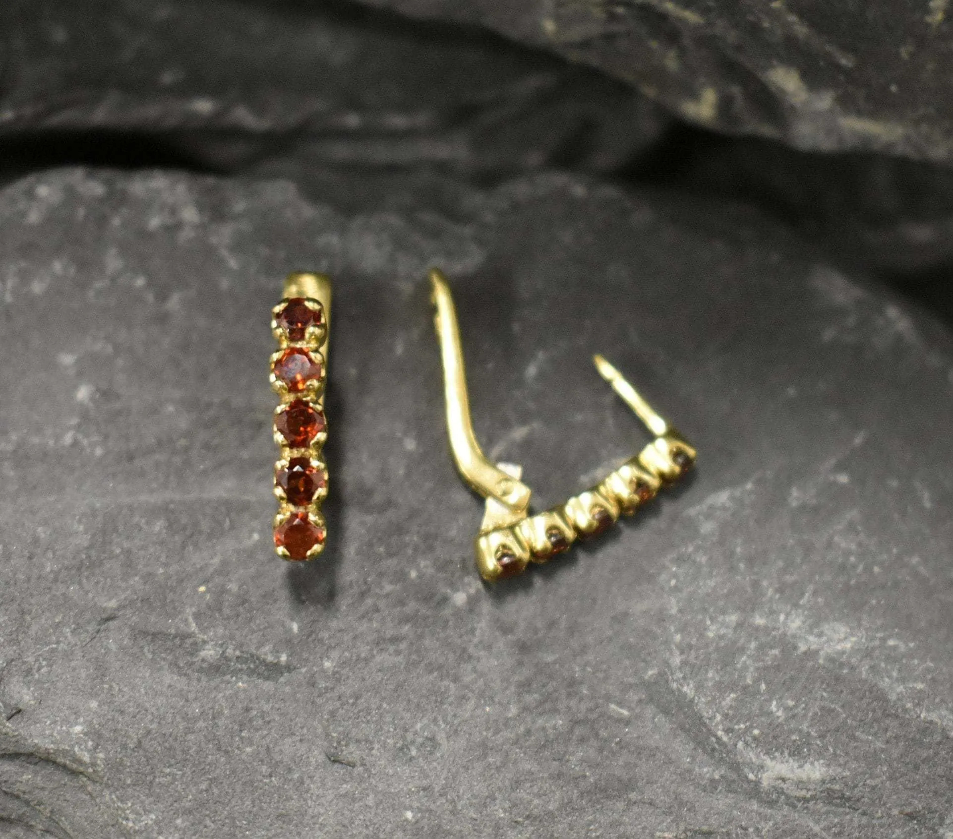 Red Gold Garnet Earrings - Natural Garnet Earrings, January Birthstone Earrings