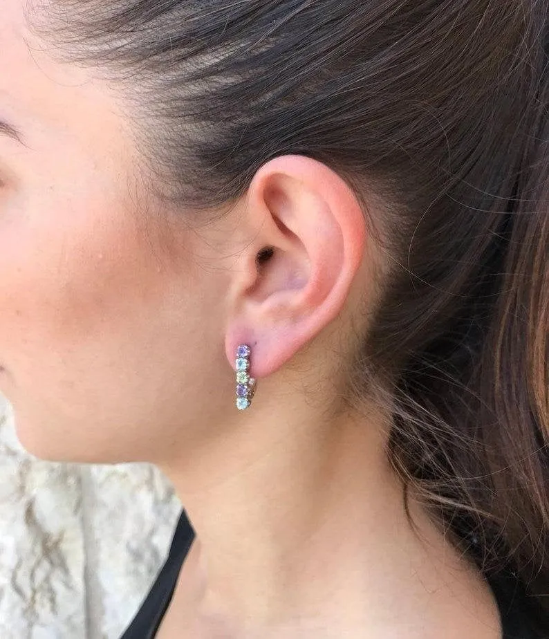 Red Gold Garnet Earrings - Natural Garnet Earrings, January Birthstone Earrings