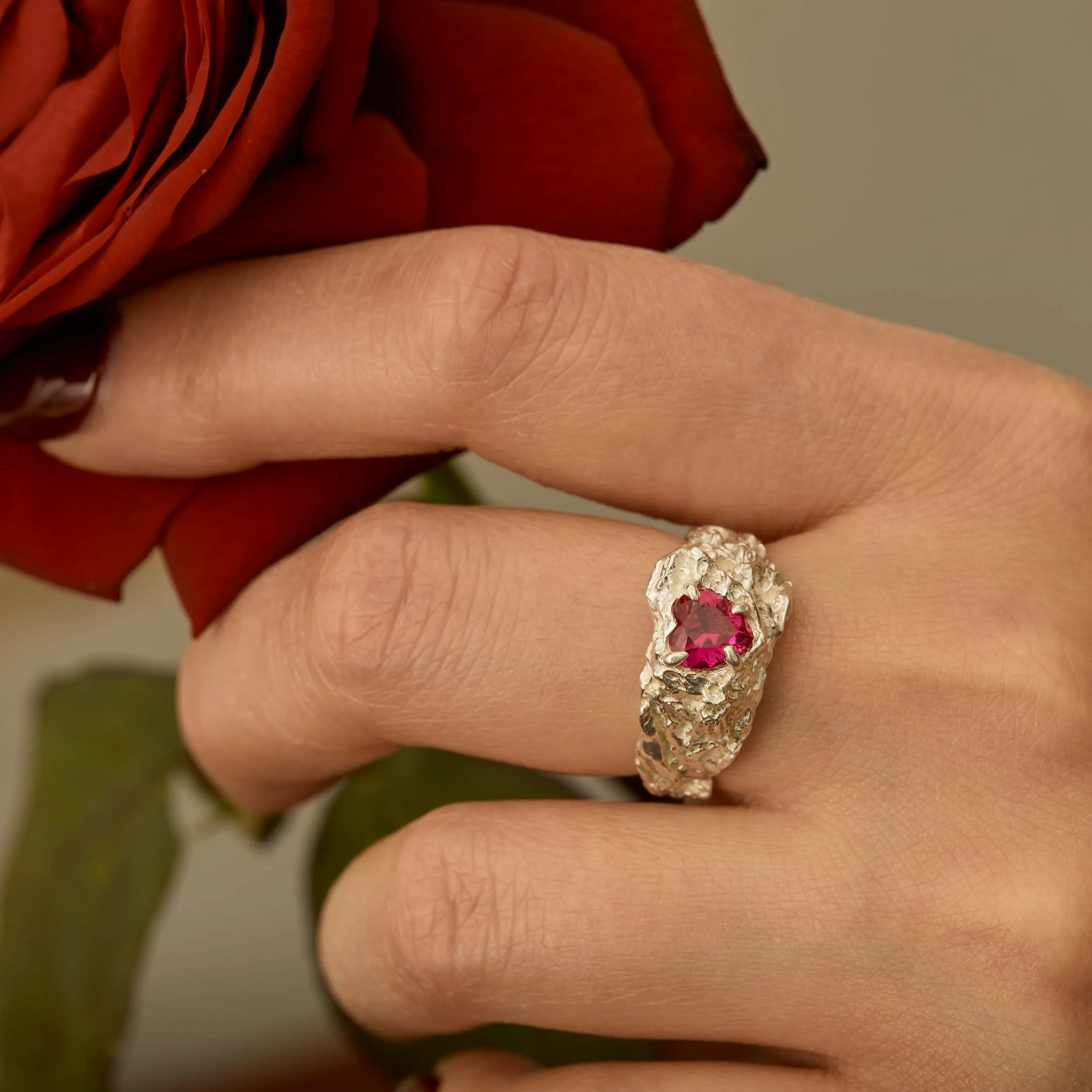 Red Heart Ruby Argenti Ring