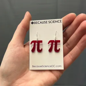 Red Pi Acrylic Dangle Earrings
