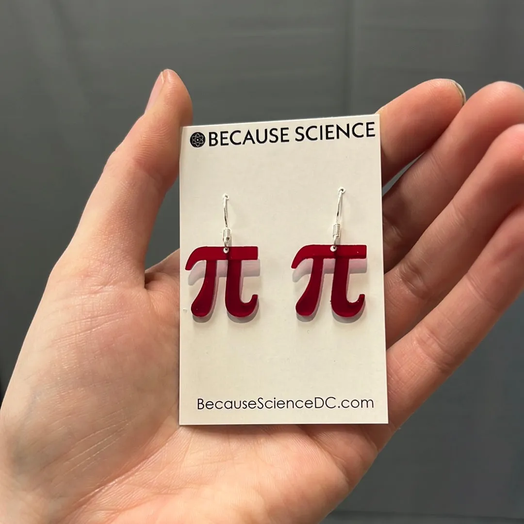 Red Pi Acrylic Dangle Earrings