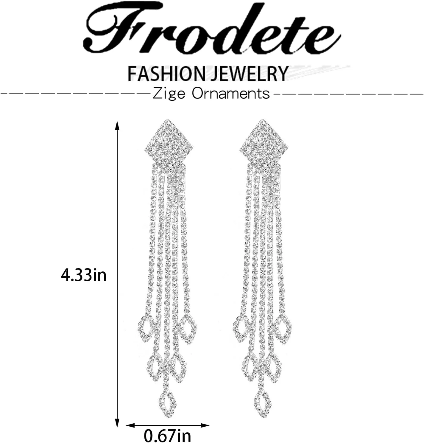 Rhinestone Drop Earrings for Women Sparkly Long Tassel Earrings Dangling Crystal Statement Prom Earrings Wedding Party Dress Outfit Jewerly Gifts