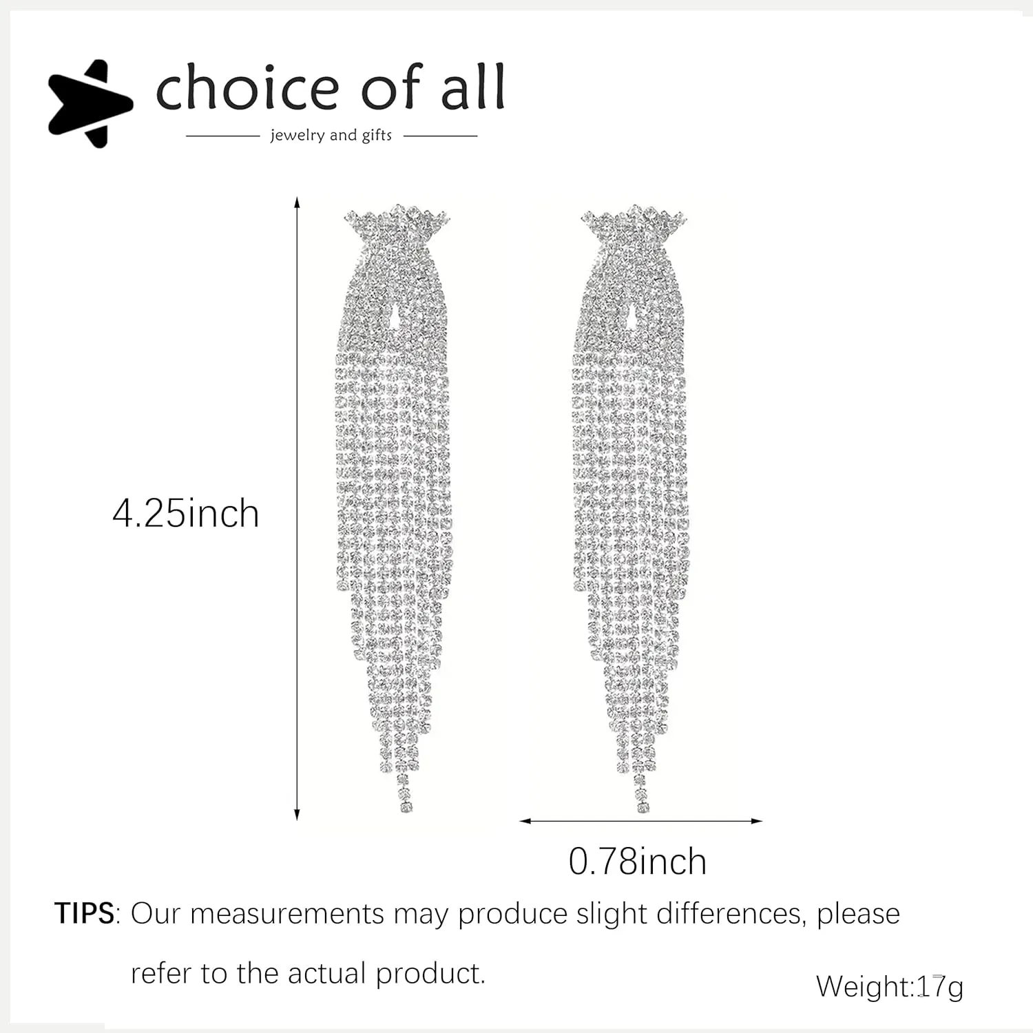 Rhinestone Tassel Earrings for Women Sparkly Long Tassel Earrings Prom Earrings Bling Crystal Chandelier Earrings Wedding Party Prom Dress Outfit Jewerly Gifts