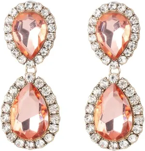 Rhinestone Teardrop Dangle Earrings Vintage Sparkle Crystal Bridal Earrings Gorgeous Cubic Zirconia Drop Earrings for Women Wedding Formal Prom