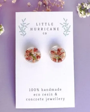 Rice Flowers - Button Stud Resin Earrings