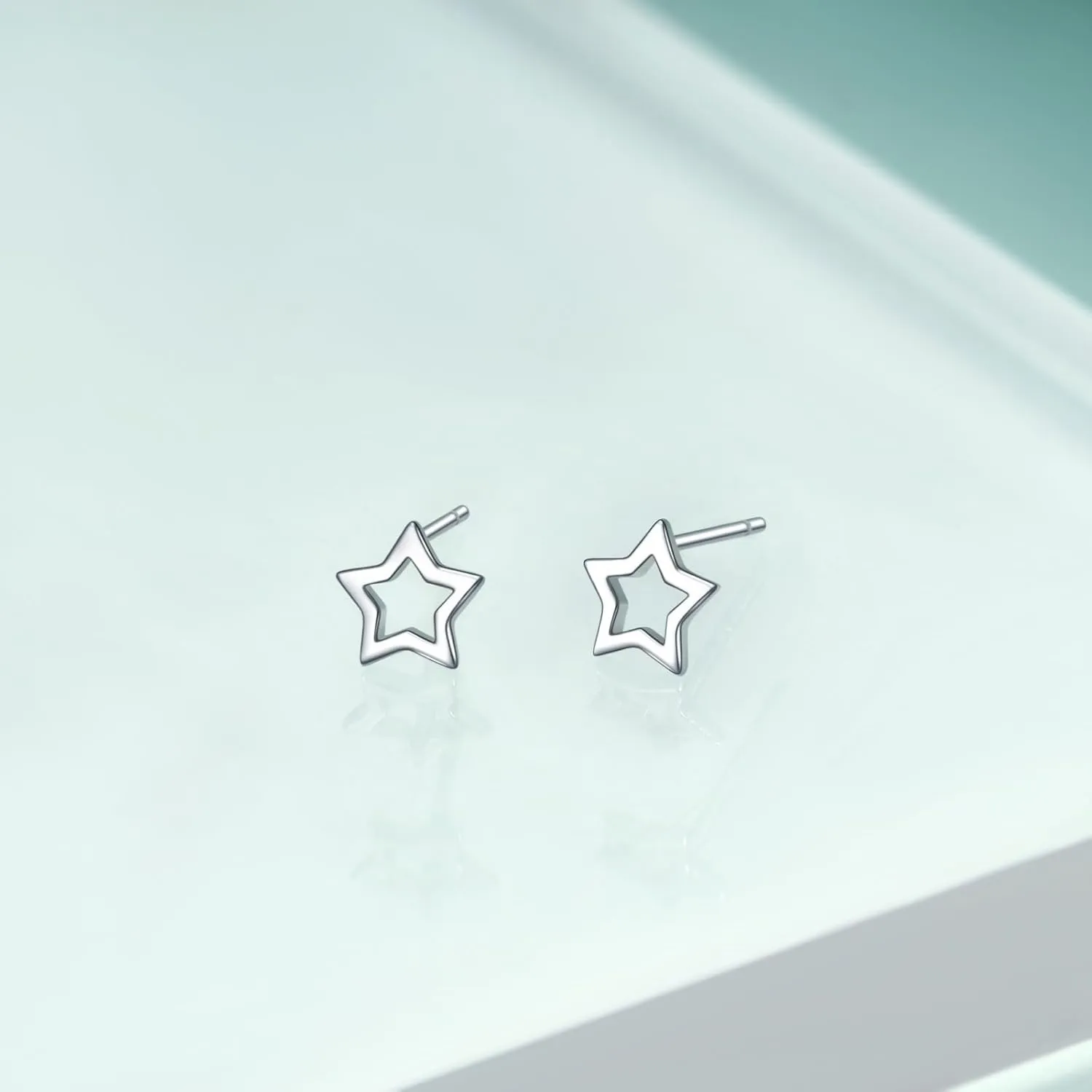 Rnivida 925 Sterling Silver Tiny Star/Crescent Moon/Petite Heart Stud Earrings for Women,Small Cut Out Star Earrings | Dainty Mini Moon Earrings for Cartilage Piercing