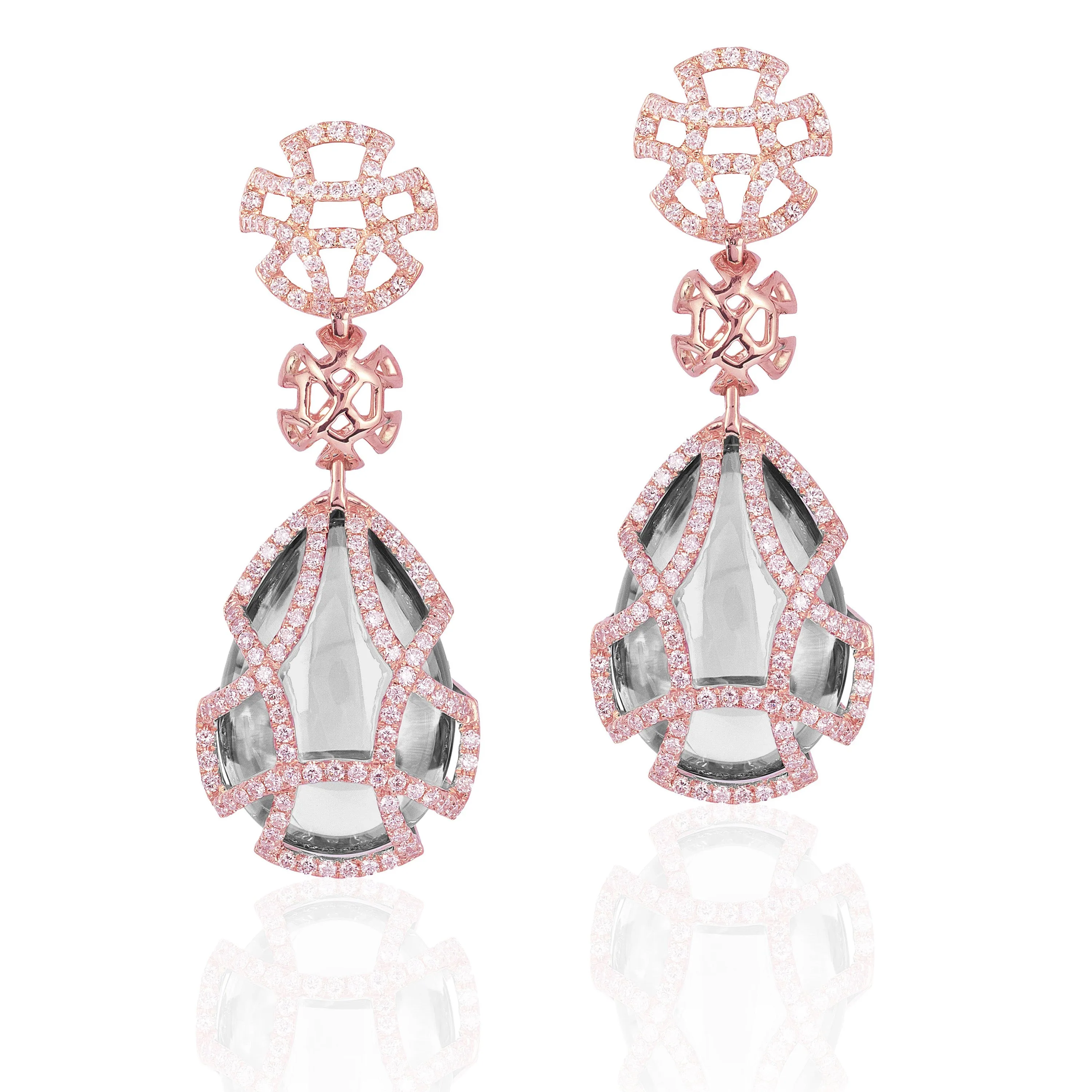 Rock Crystal Teardrop Cage Earrings