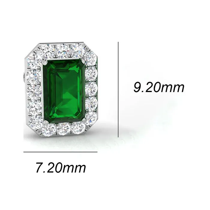 Rocks Emerald & Diamond Halo Stud Earrings