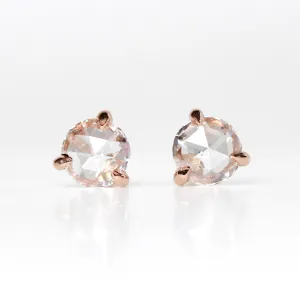 Rose Cut Diamond 0.25 Carat Earring Studs - Made to Order, Choose Your Gold Tone