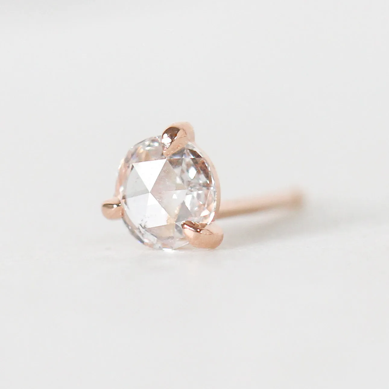 Rose Cut Diamond 0.25 Carat Earring Studs - Made to Order, Choose Your Gold Tone