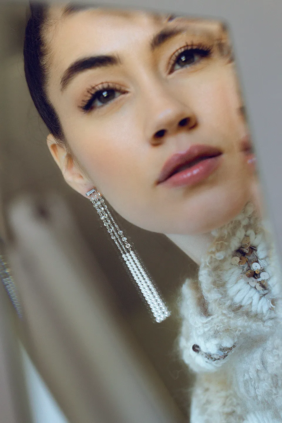 Rose Cut Diamond Akoya Pearl Earrings