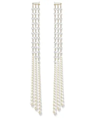 Rose Cut Diamond Akoya Pearl Earrings
