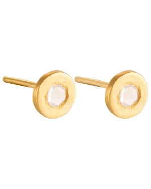 Rose Cut Diamond Mica Stud Earrings