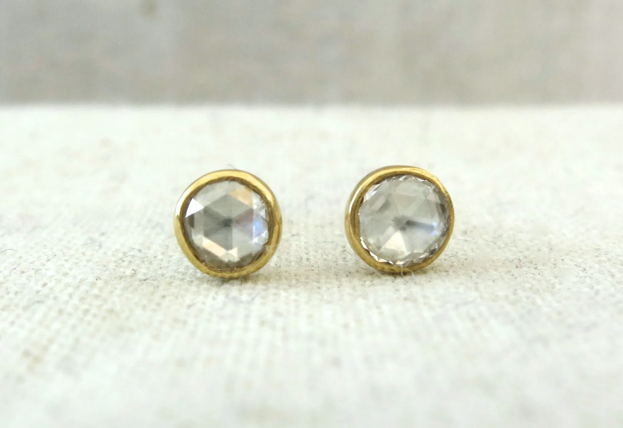Rose Cut White Diamond Studs