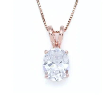 Rose Gold Diamond Pendant - Oval Diamond Necklace - Pink Diamond Necklace