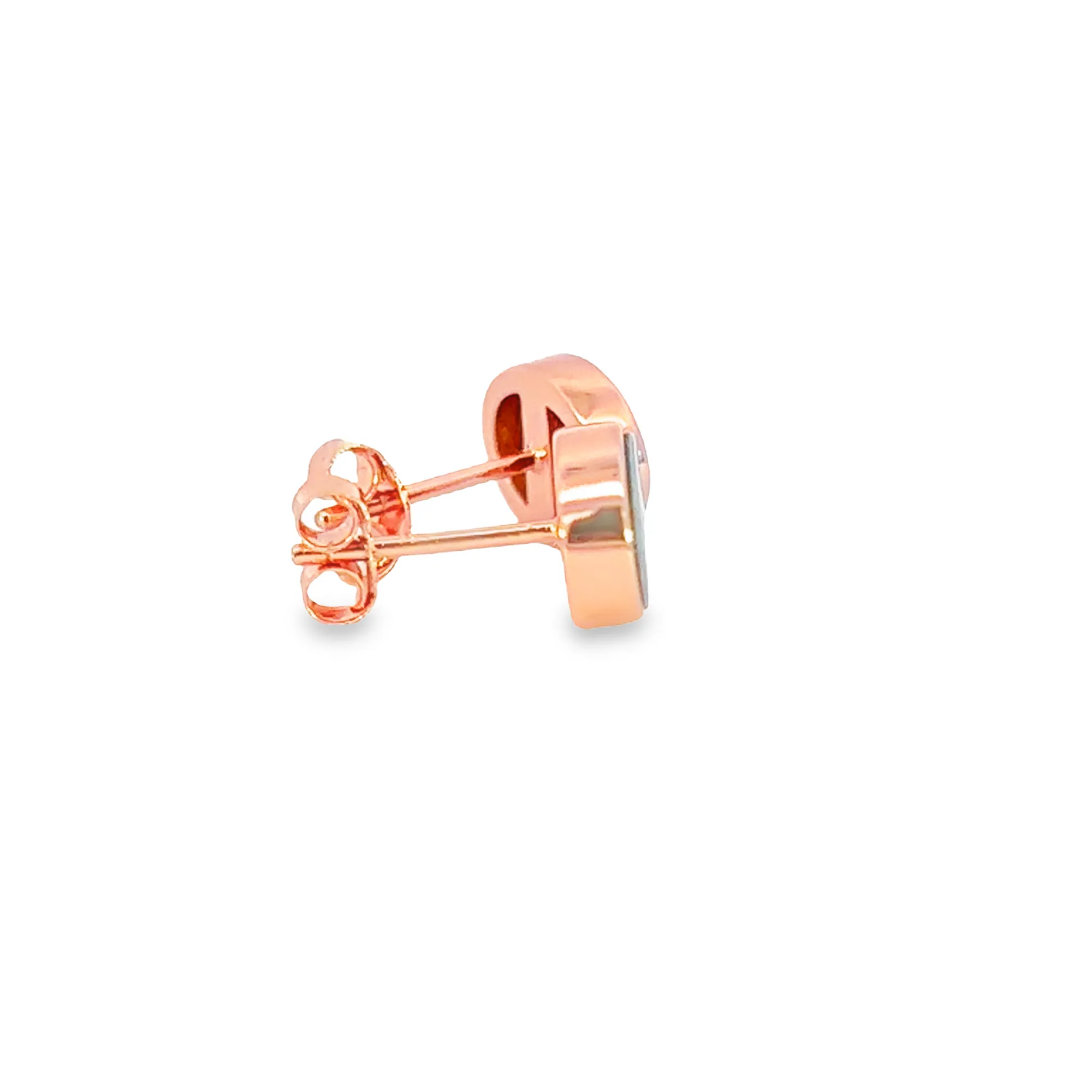 Rose Gold Plated 8x6mm Opal Doublet Earrings - Dainty Gold Studs, Handmade Opal Jewelry, Cute Gift for Her, Birthstone Earrings