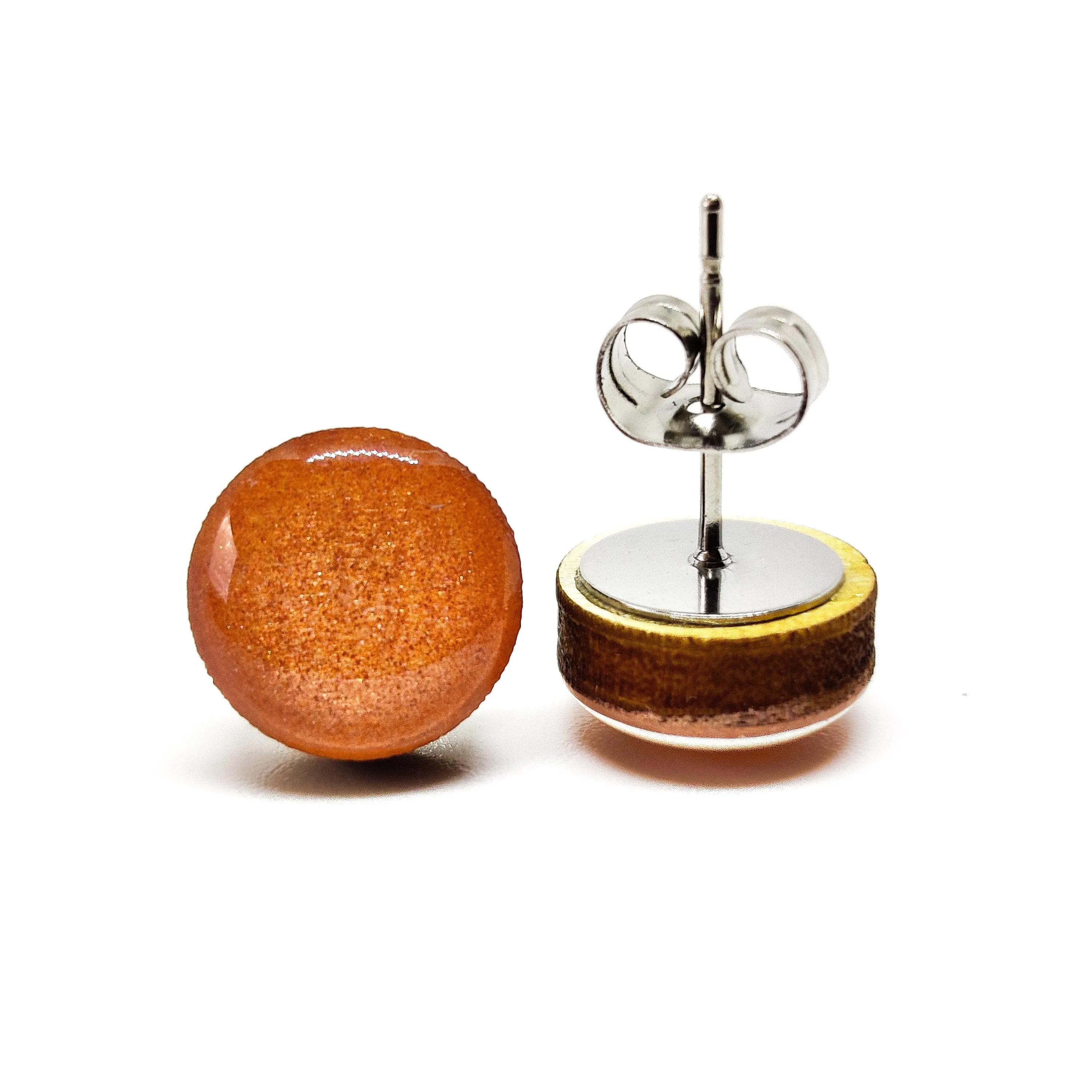 Rose Gold Shimmer Stud Earrings by Candi Cove Designs