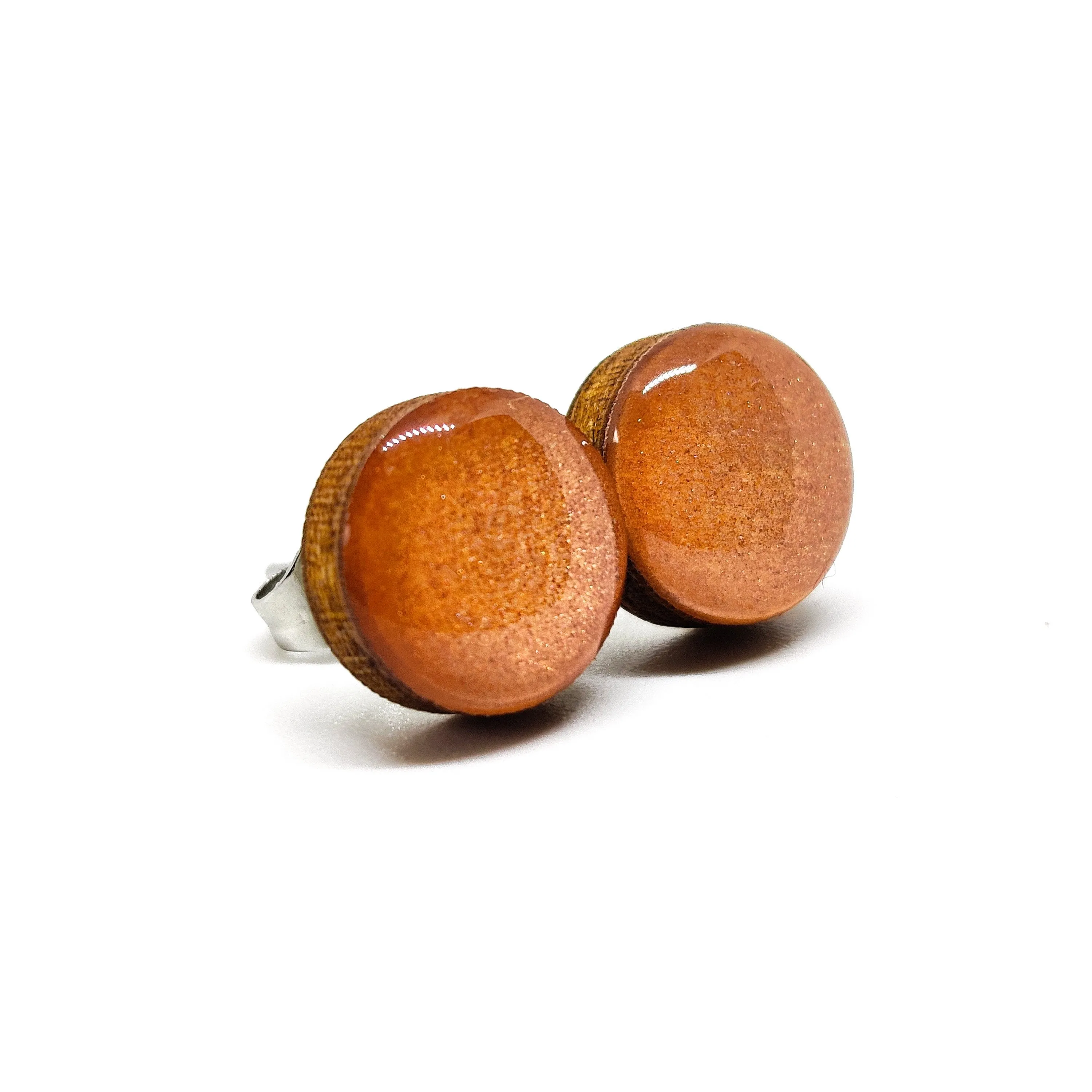 Rose Gold Shimmer Stud Earrings by Candi Cove Designs