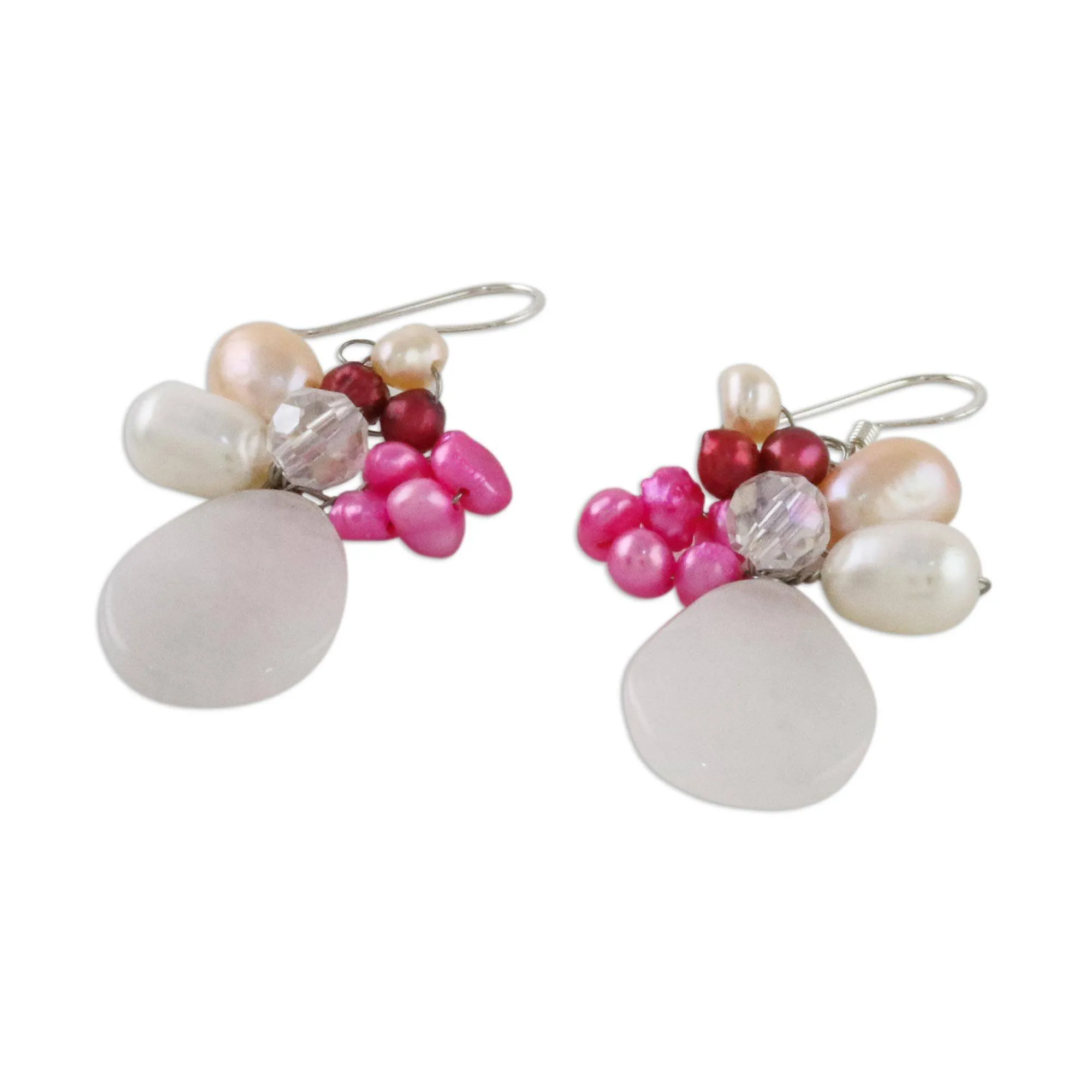 Rose Quartz & Pearl Beaded Earrings