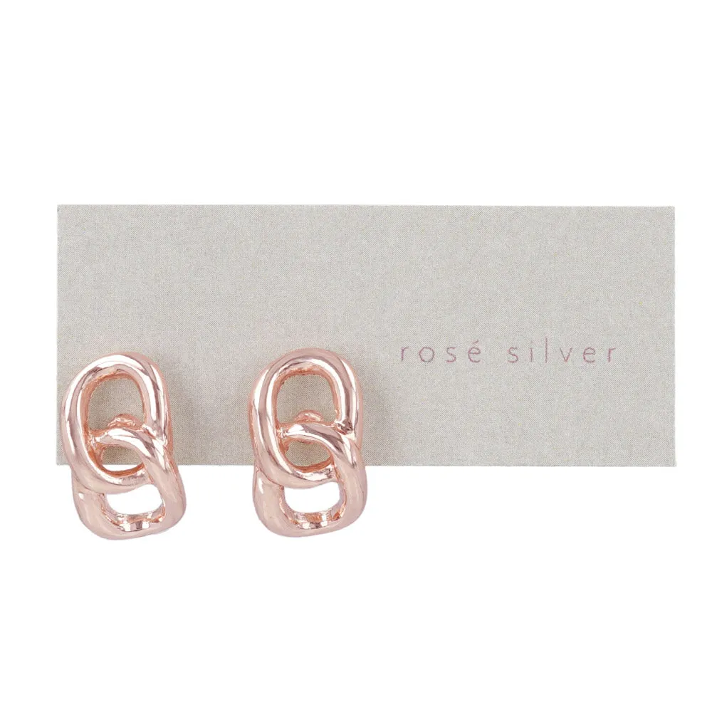 Rose Silver Chain Studs