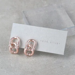 Rose Silver Chain Studs