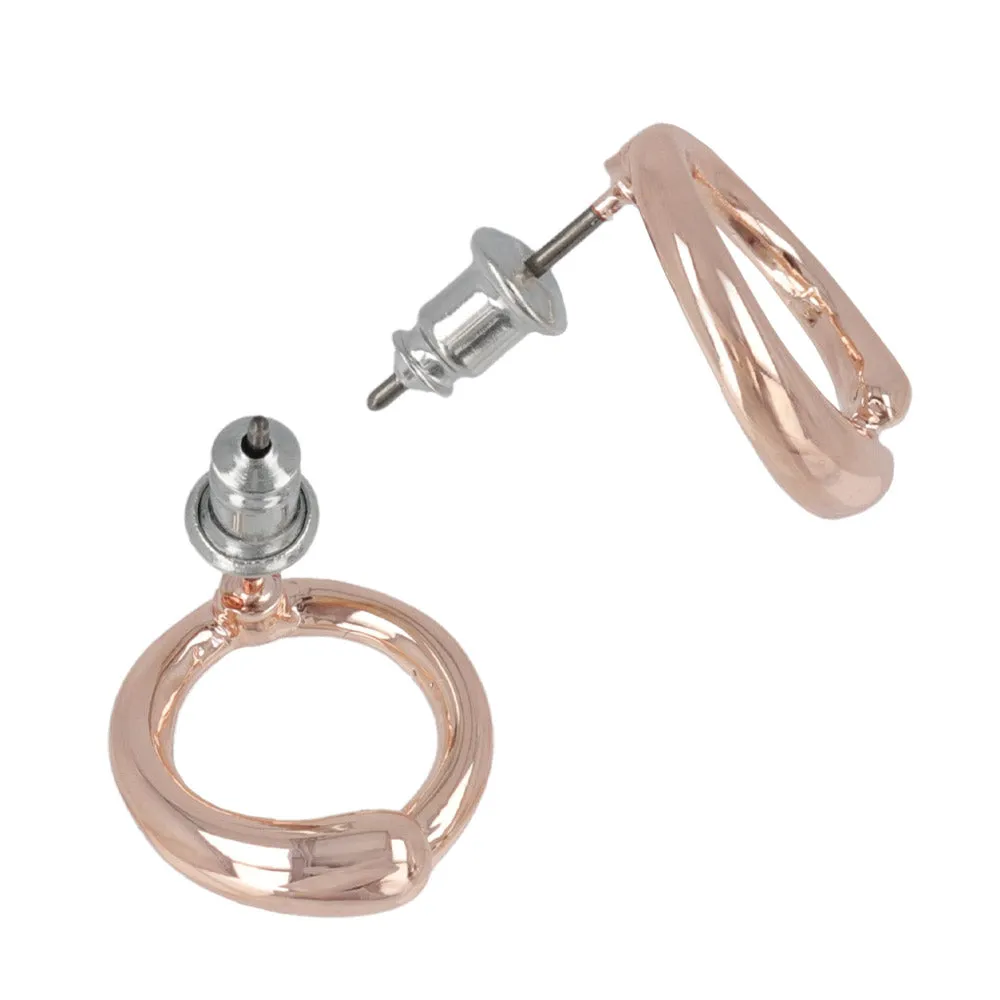 Rose Silver Circle Studs