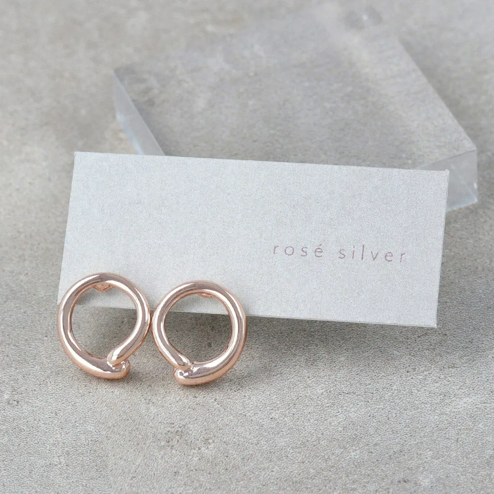 Rose Silver Circle Studs
