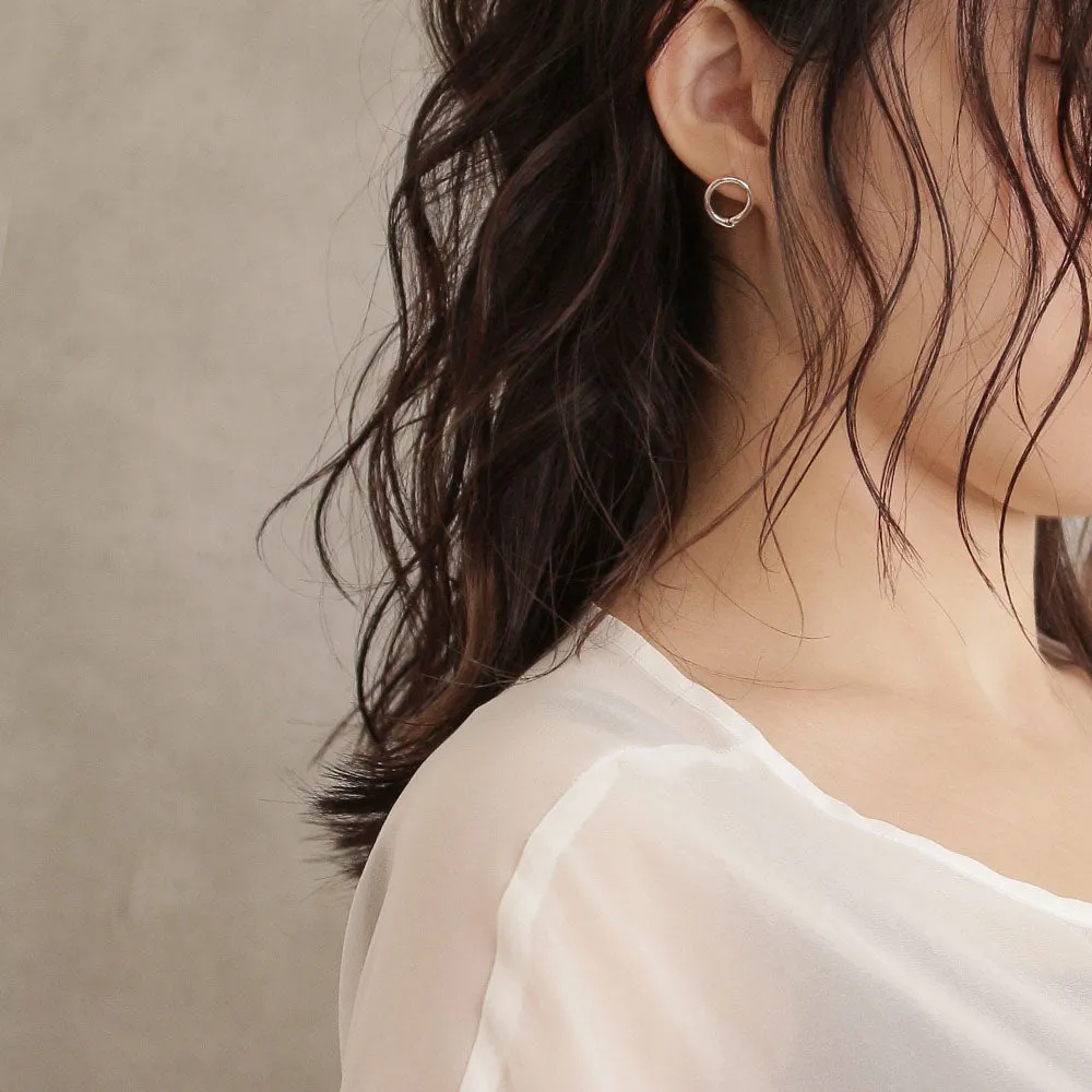 Rose Silver Circle Studs