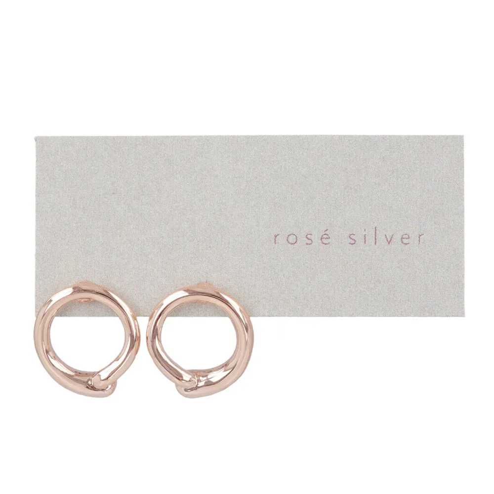 Rose Silver Circle Studs