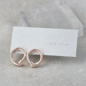 Rose Silver Circle Studs