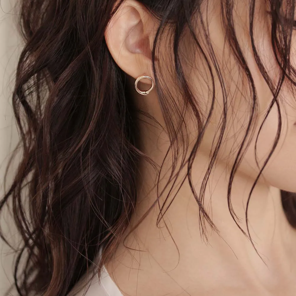 Rose Silver Circle Studs