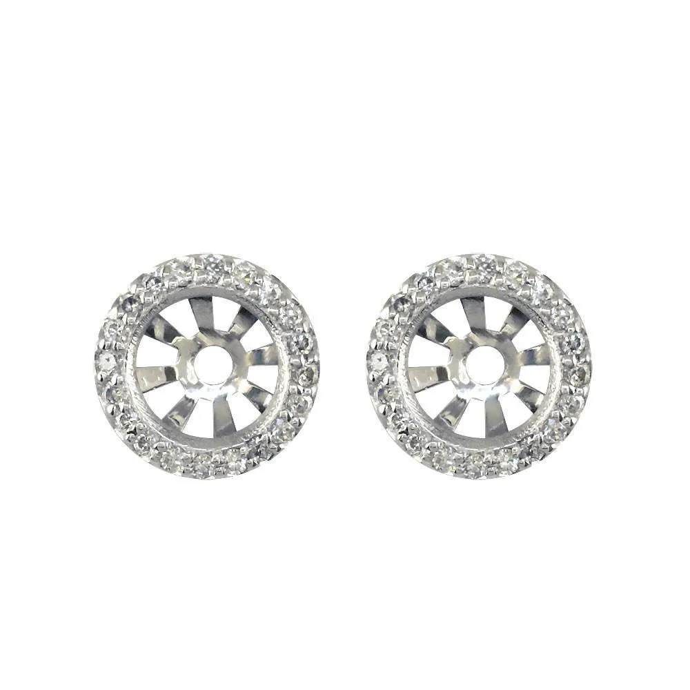 Round Diamond Stud Earring Jackets, 10.5mm in 14k White Gold