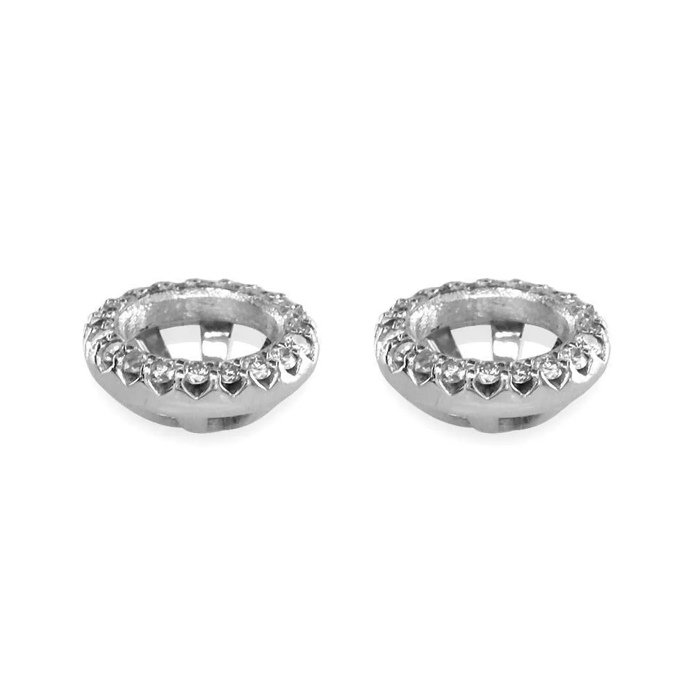 Round Diamond Stud Earring Jackets, 10.5mm in 14k White Gold
