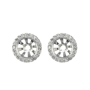 Round Diamond Stud Earring Jackets, 10.5mm in 14k White Gold