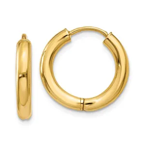 Round Huggie - 14K Yellow Gold Hinged Endless Huggie Hoop Earrings(2.5mm Tube)(2 sizes)