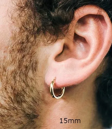 Round Huggie - 14K Yellow Gold Hinged Endless Huggie Hoop Earrings(2.5mm Tube)(2 sizes)