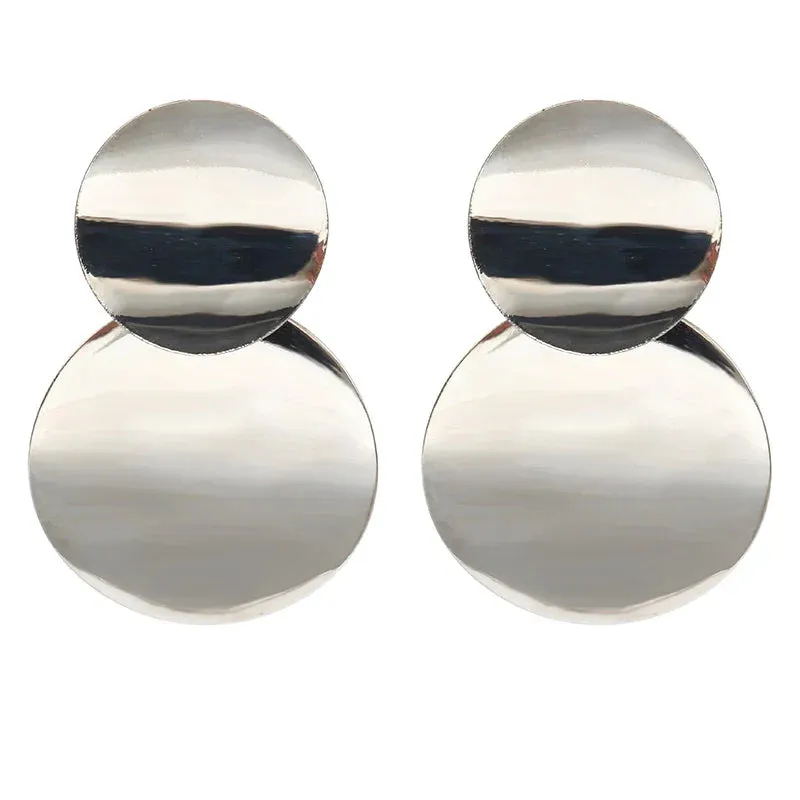 Round Metal Drop Women Gold Pendientes Statement Fashion AccessOries Earring