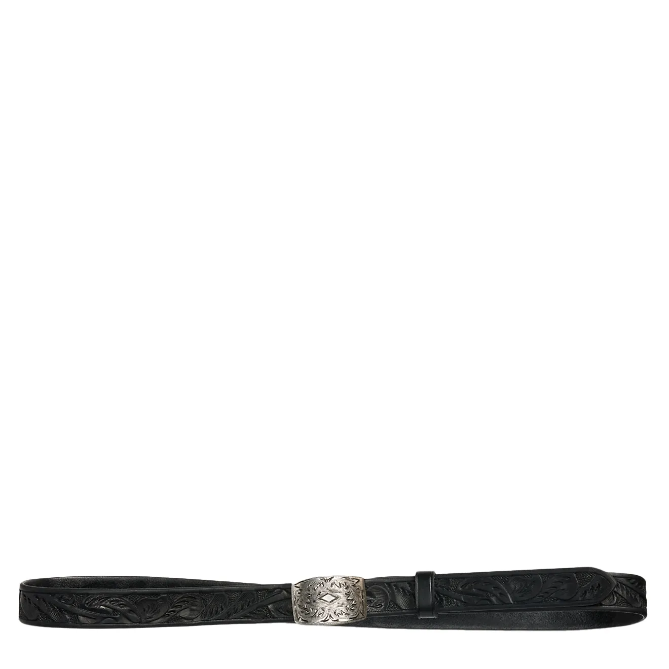 RRL by Ralph Lauren Hand-Tooled Leather Belt Black