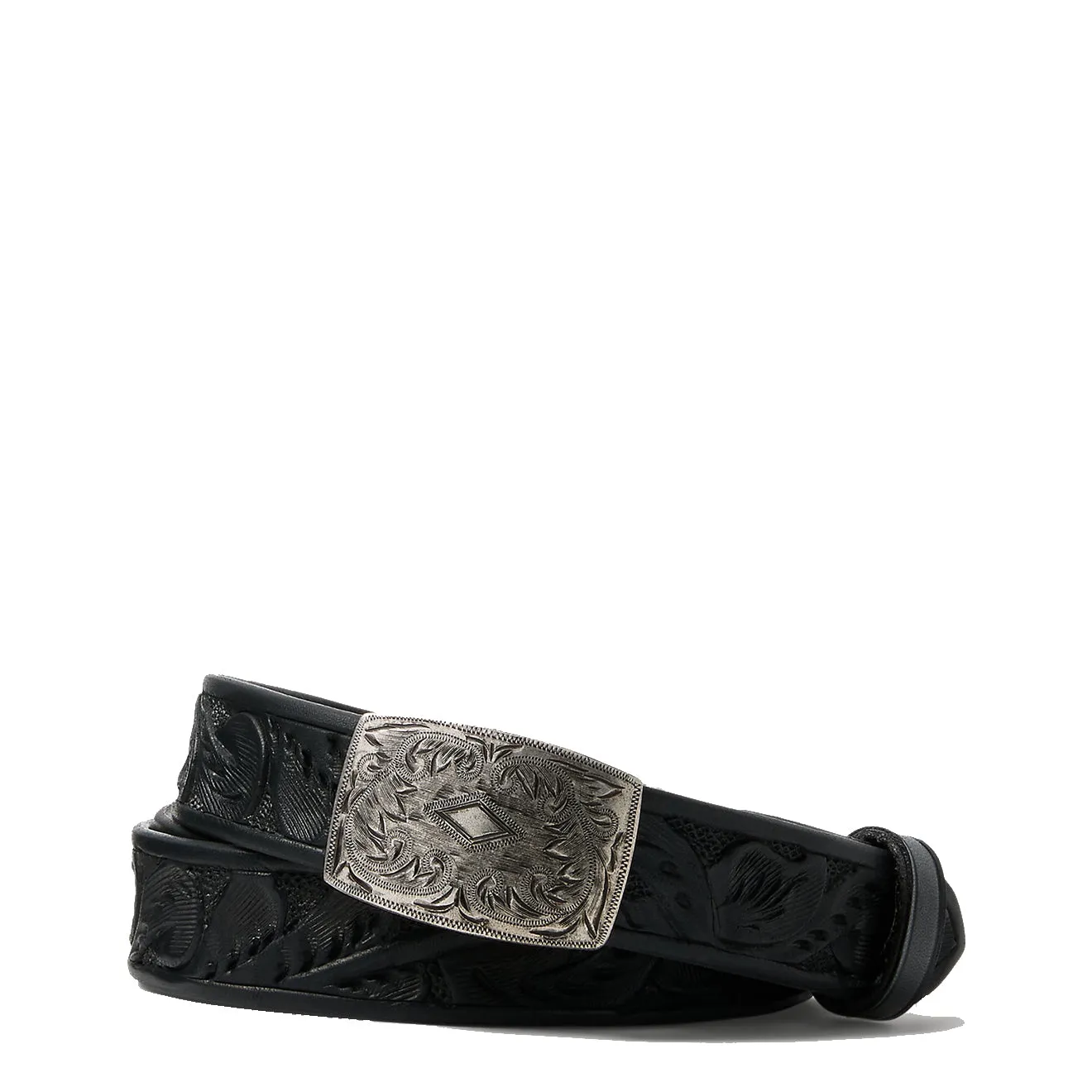 RRL by Ralph Lauren Hand-Tooled Leather Belt Black