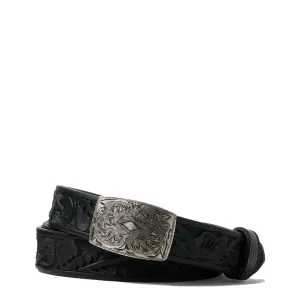 RRL by Ralph Lauren Hand-Tooled Leather Belt Black