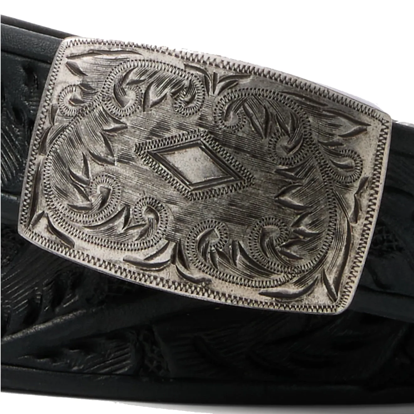 RRL by Ralph Lauren Hand-Tooled Leather Belt Black