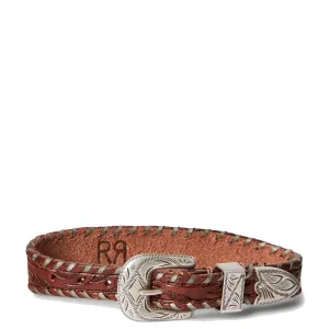 RRL by Ralph Lauren Hand-Tooled Leather Bracelet Brown/Vintage Silver