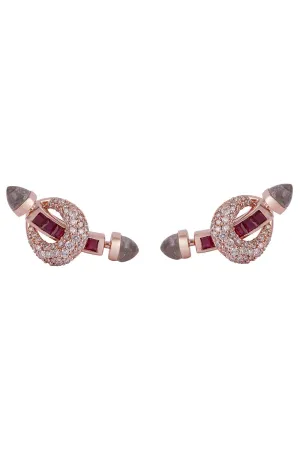 Ruby Diamond Chakra Bar Stud Earrings