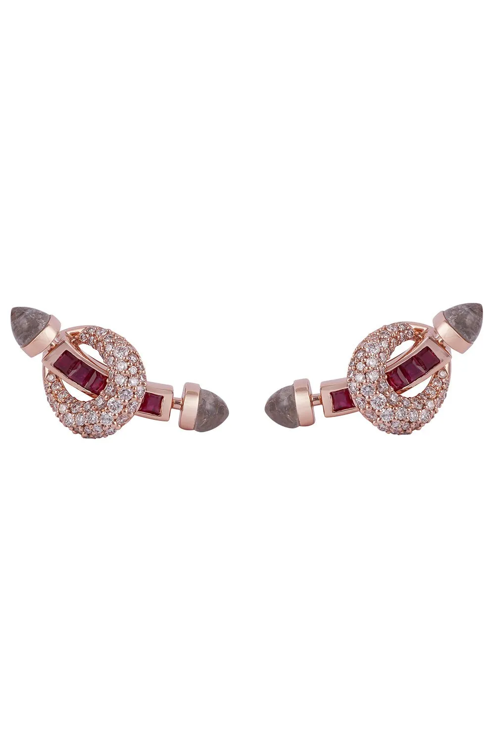 Ruby Diamond Chakra Bar Stud Earrings
