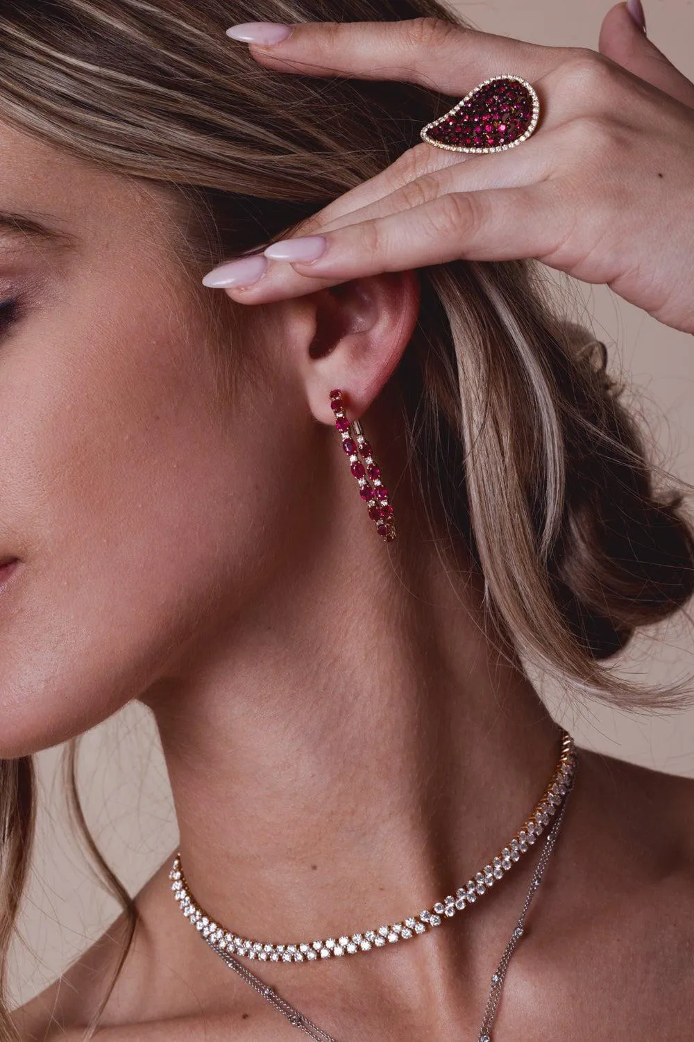 Ruby Diamond Hoop Earrings
