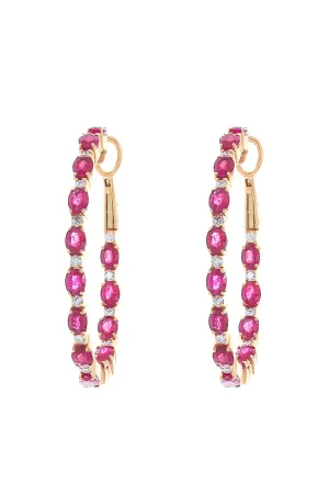 Ruby Diamond Hoop Earrings