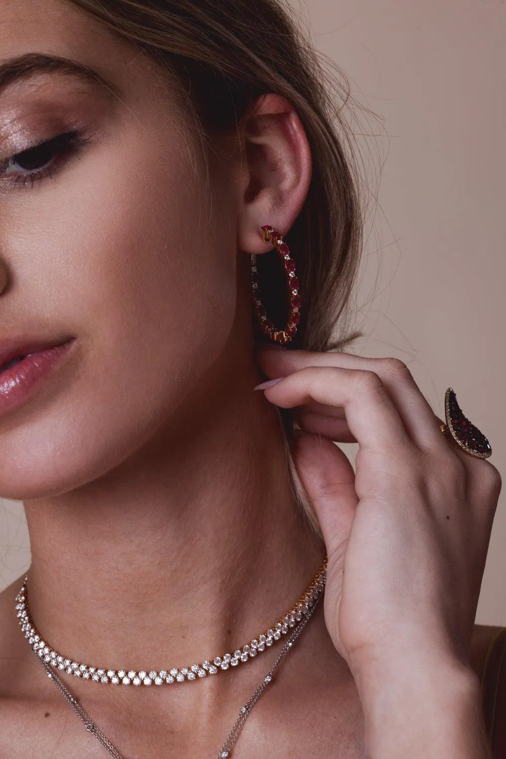 Ruby Diamond Hoop Earrings