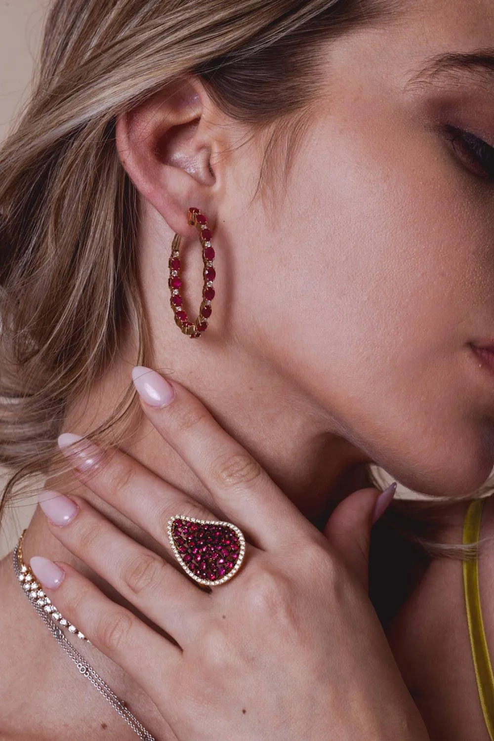 Ruby Diamond Hoop Earrings
