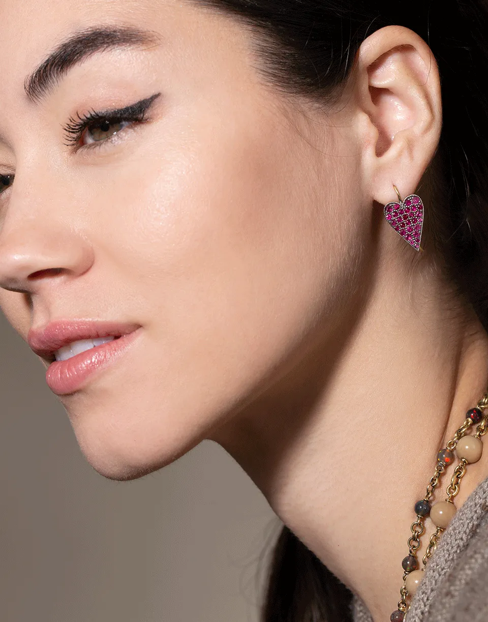Ruby Heart Earrings
