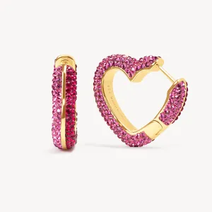Ruby Rose Heart Sparkle Hoop Earrings